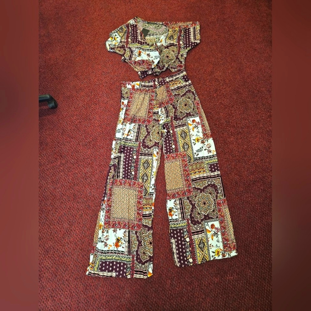 Fashion Nova 1X boho pants set NWT